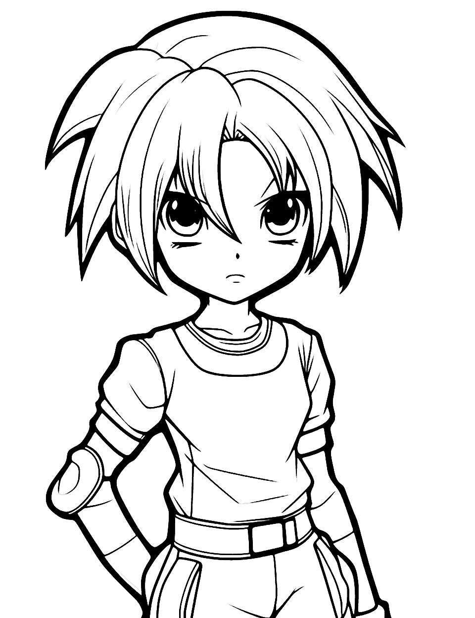 Emo Anime Girl Coloring Page - An emo anime girl with a unique hairstyle, showcasing her distinct personality.