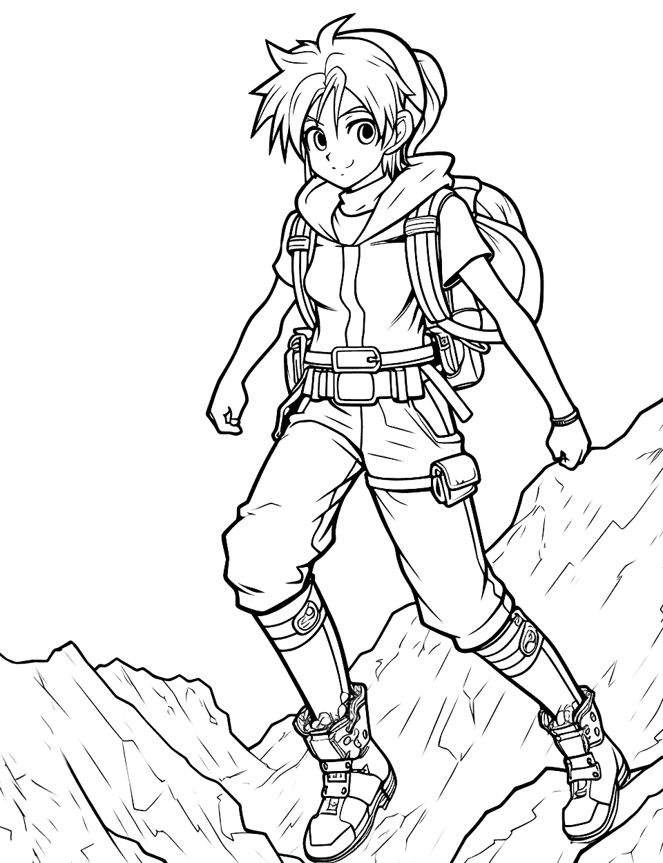 Anime Adventure Coloring Page - A coloring page of anime boy embarking on an exciting adventure.