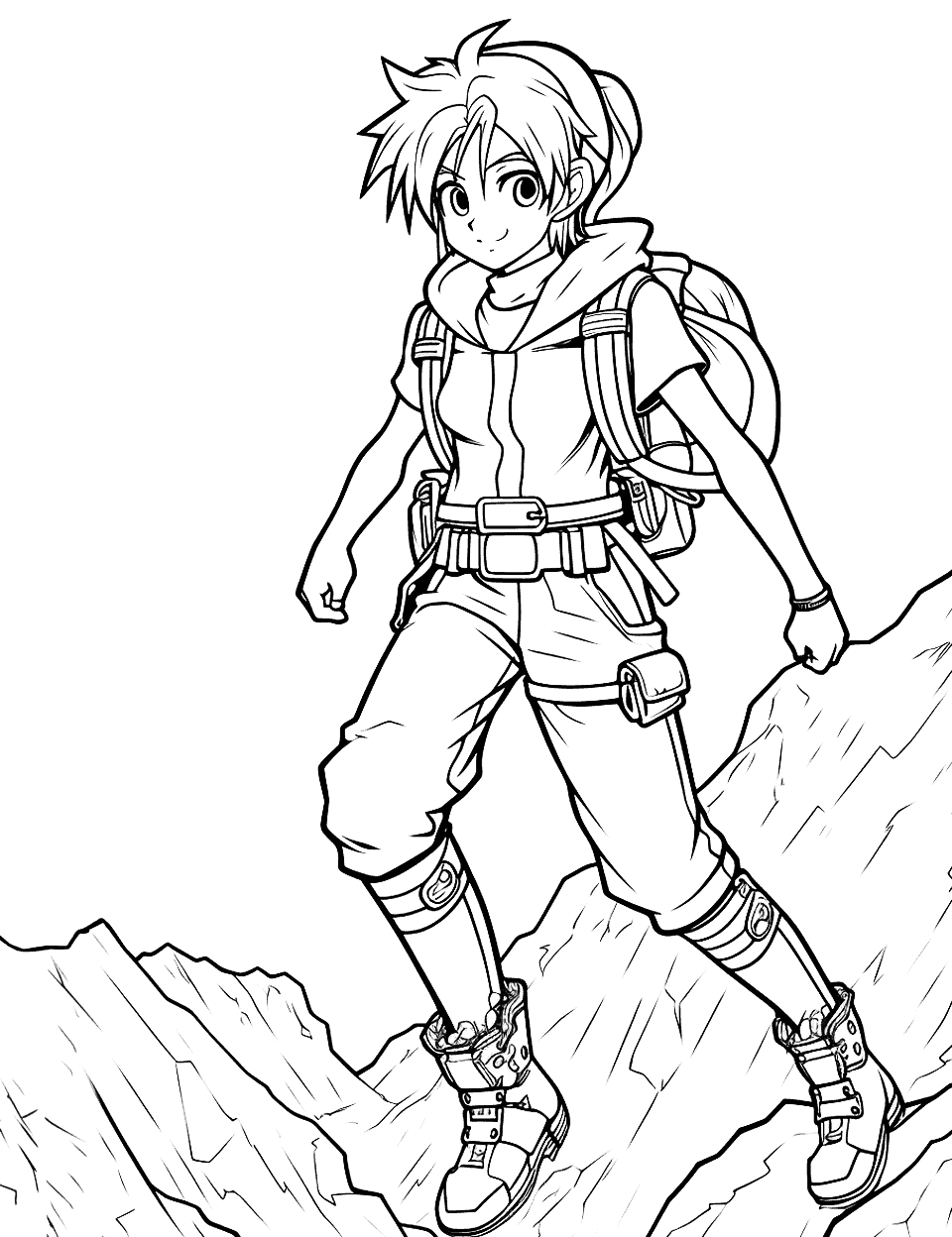 Anime Adventure Coloring Page - A coloring page of an anime boy embarking on an exciting adventure.