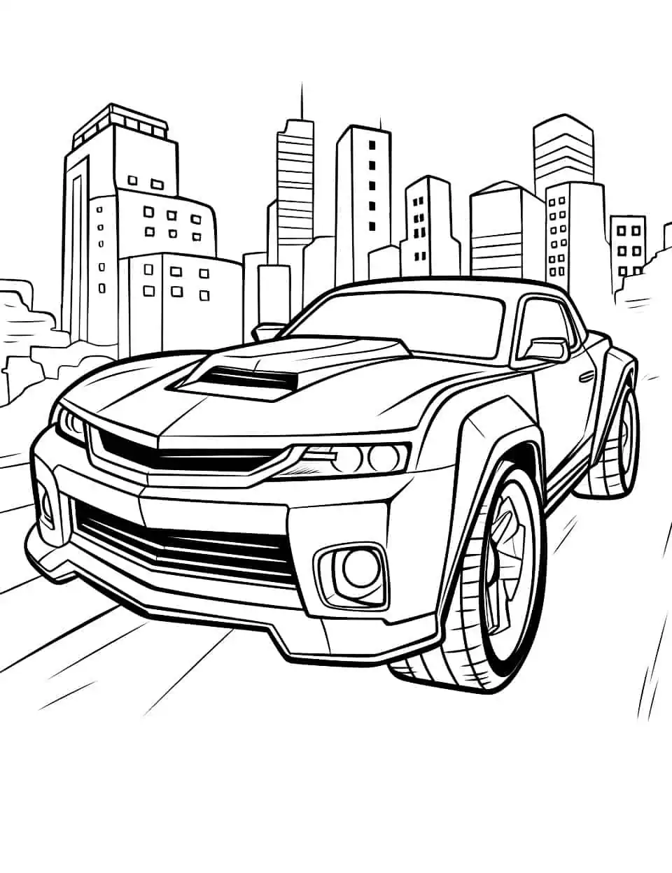 Bumblebee Adventure Car Coloring Page - A picture of Bumblebee from the Transformers movie in his car form.