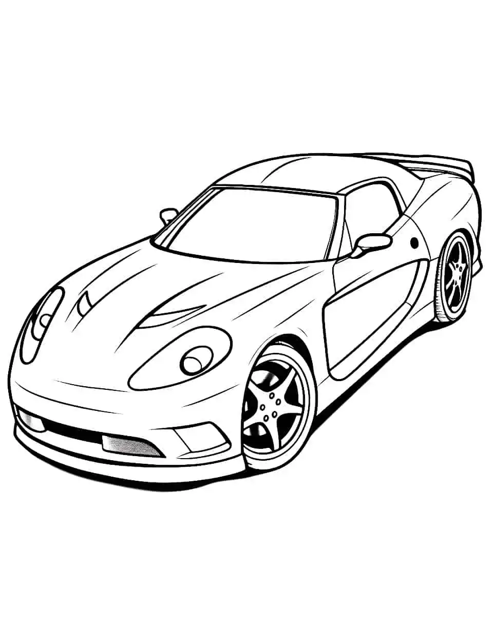 Super Sports Car Coloring Page - An image of a cool sports car waiting to be colored.
