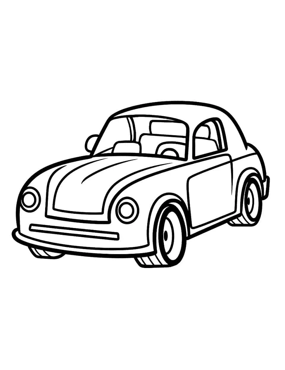 Simple Car Coloring Page - A simple car design for younger kids or beginners just learning to color.