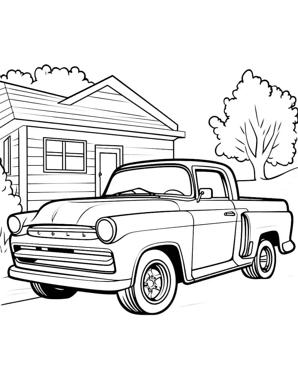 The Old Pickup Car Coloring Page - An old, classic truck design ready for a splash of color.