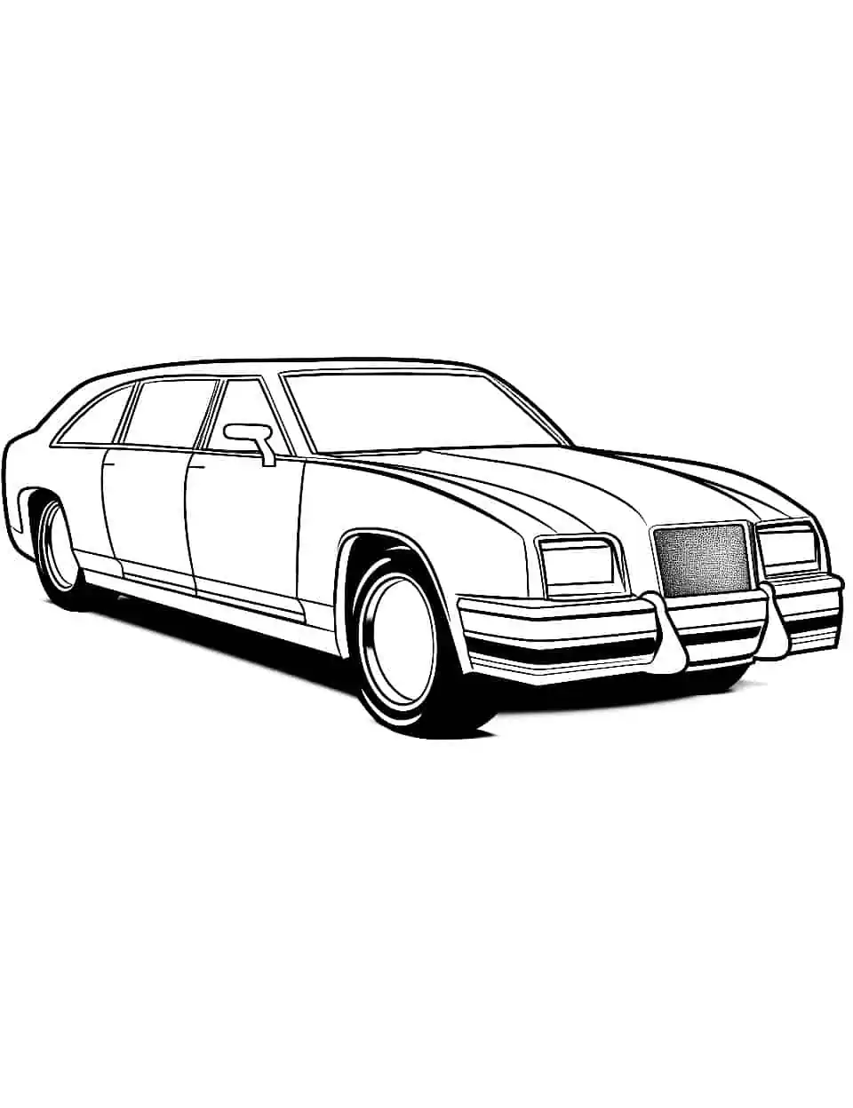 Limousine Luxury Car Coloring Page - A long and luxurious limousine waiting to be colored.