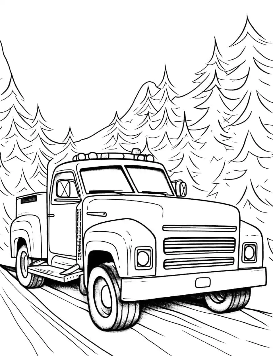 The Big Truck Adventure Car Coloring Page - A big truck on an adventurous journey.