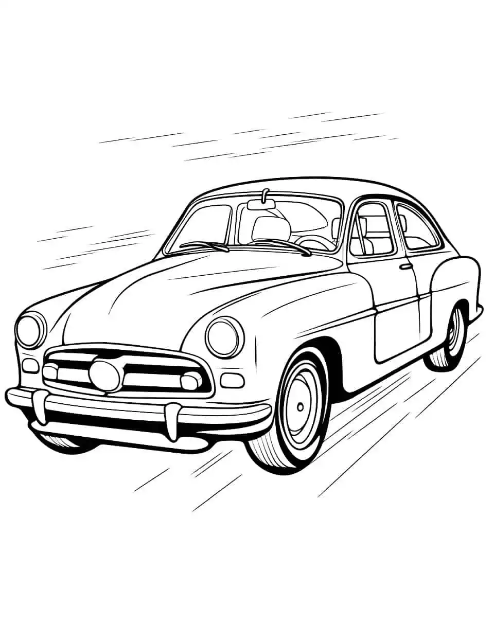 Retro Ride Car Coloring Page - A coloring page of a classic, old car.