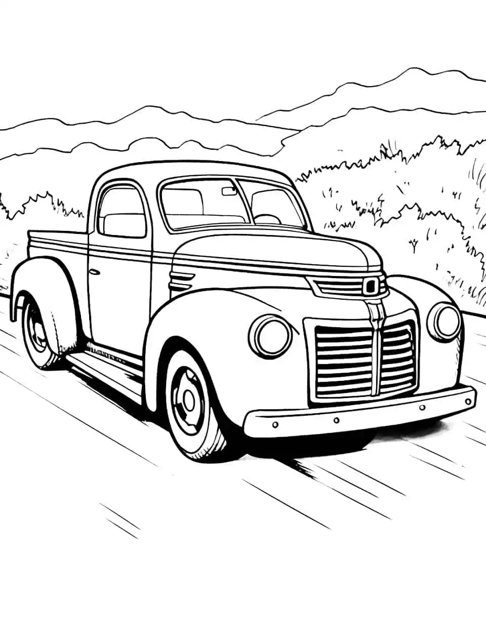 Vintage Truck Car Coloring Page - A beautifully designed vintage truck ready to be colored.