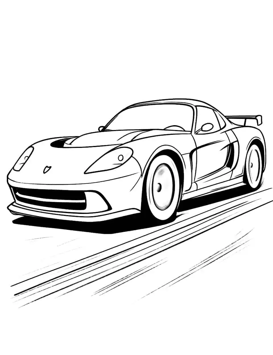 Sport Car Sprint Coloring Page - A sports car in a high-speed sprint.