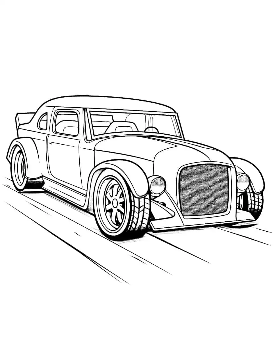 Hot Rod Heaven Car Coloring Page - A detailed image of a hot rod, a classic car loved by many.
