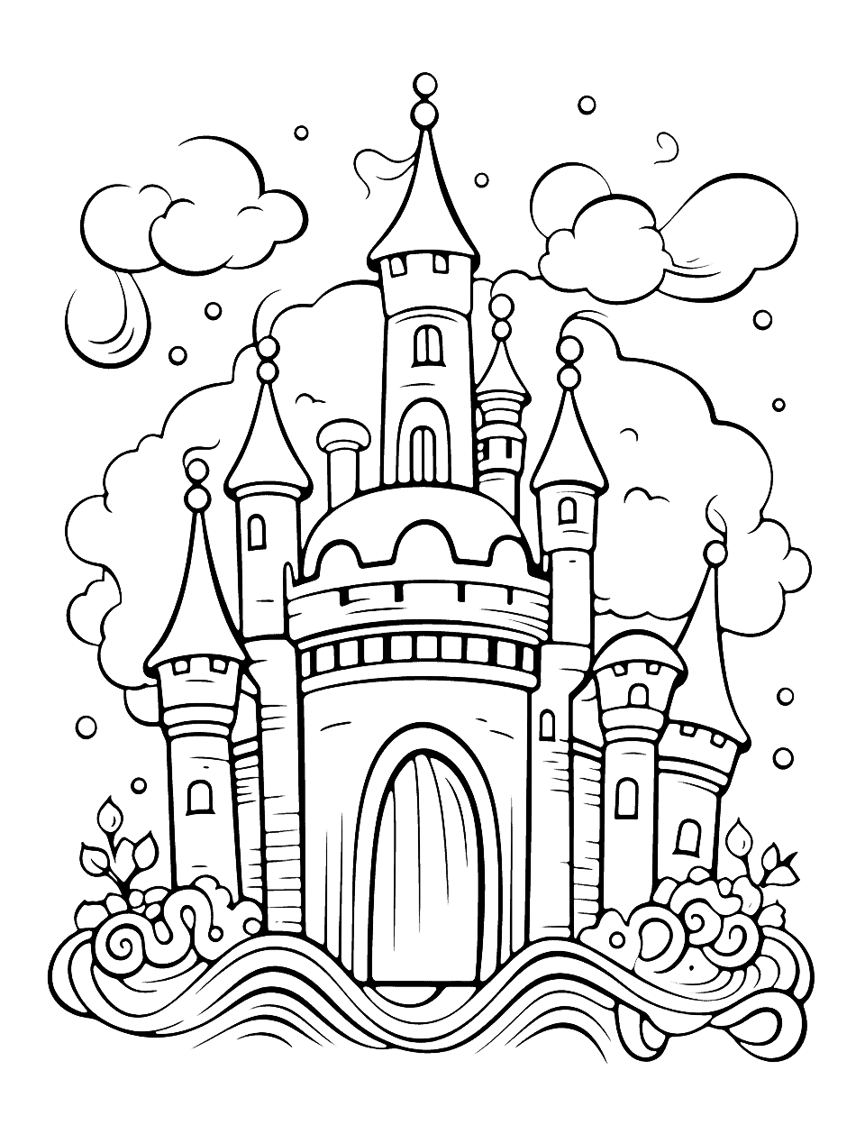 Castle Birthday Happy Coloring Page - A beautiful castle celebrating the king’s birthday.
