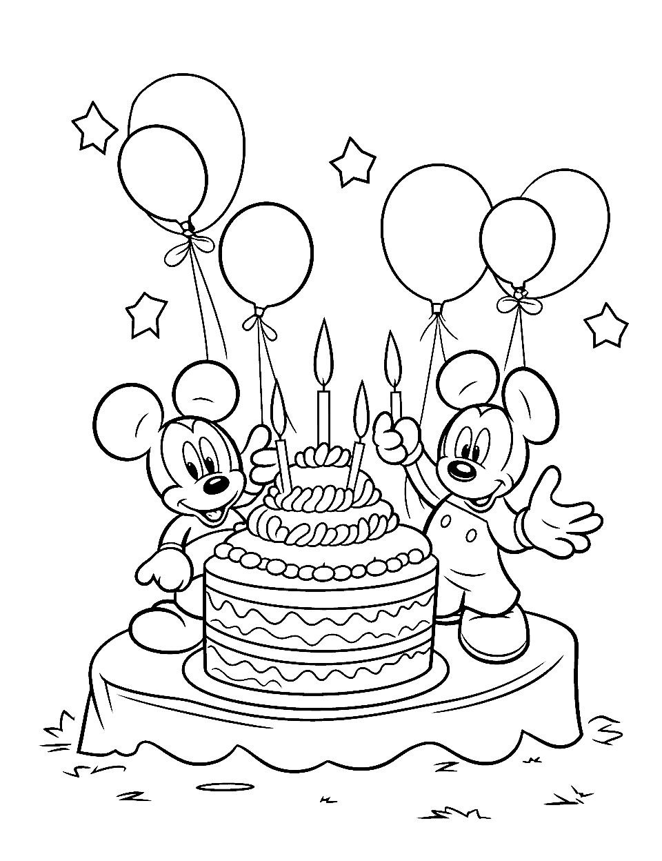 minnie and mickey mouse birthday coloring pages