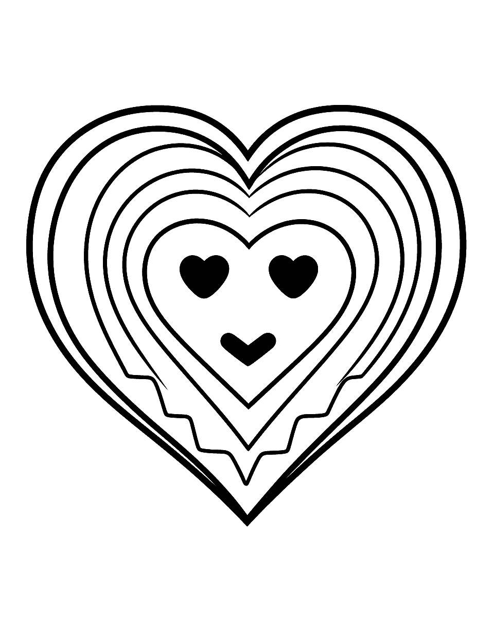 Cute Love Heart Coloring Page - A heart-shaped pillow with a cute smiley face and tiny arms for a huggable feel.