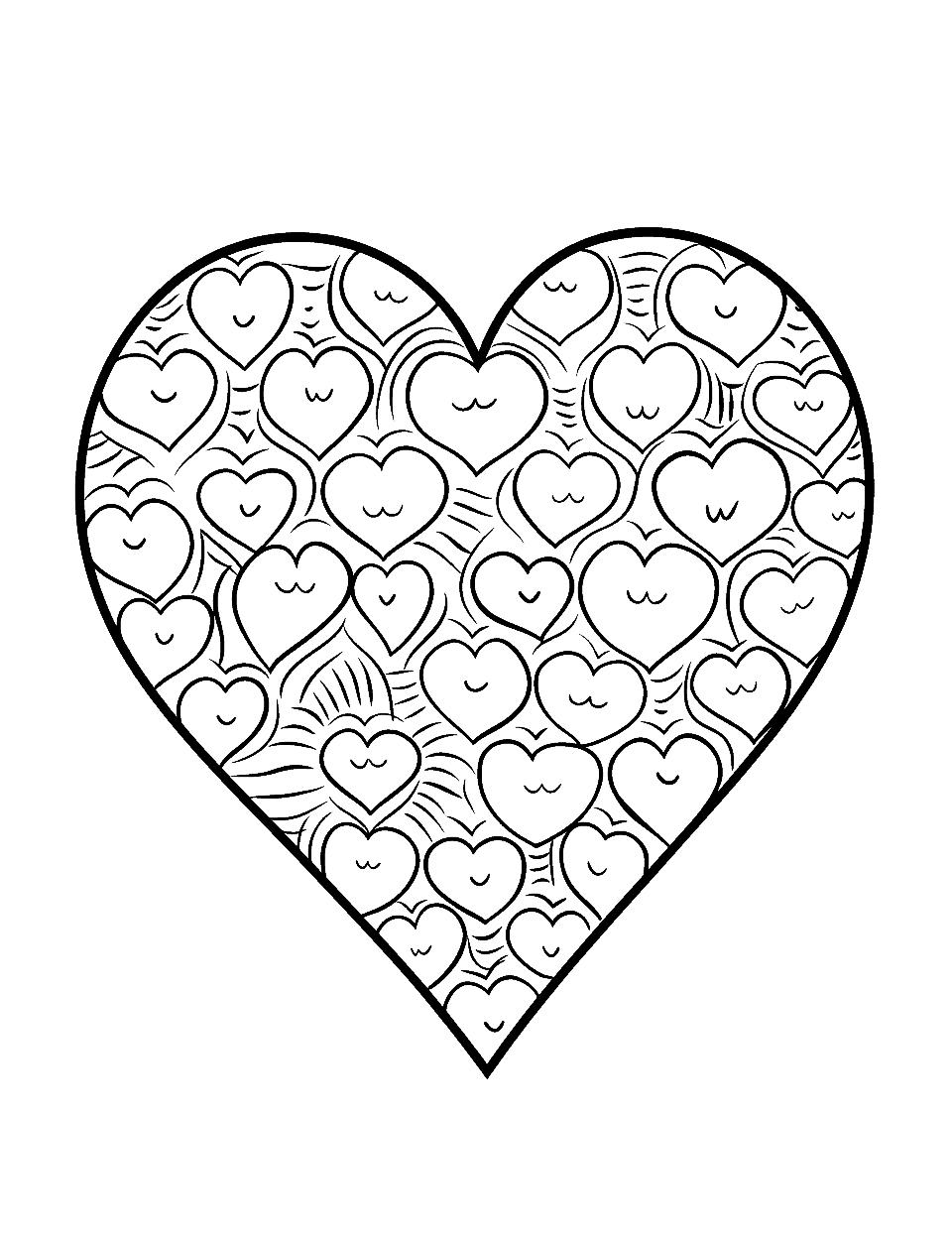 Heart Shape Learning Coloring Page - Kids have to color only the heart shapes on a page with different shapes.