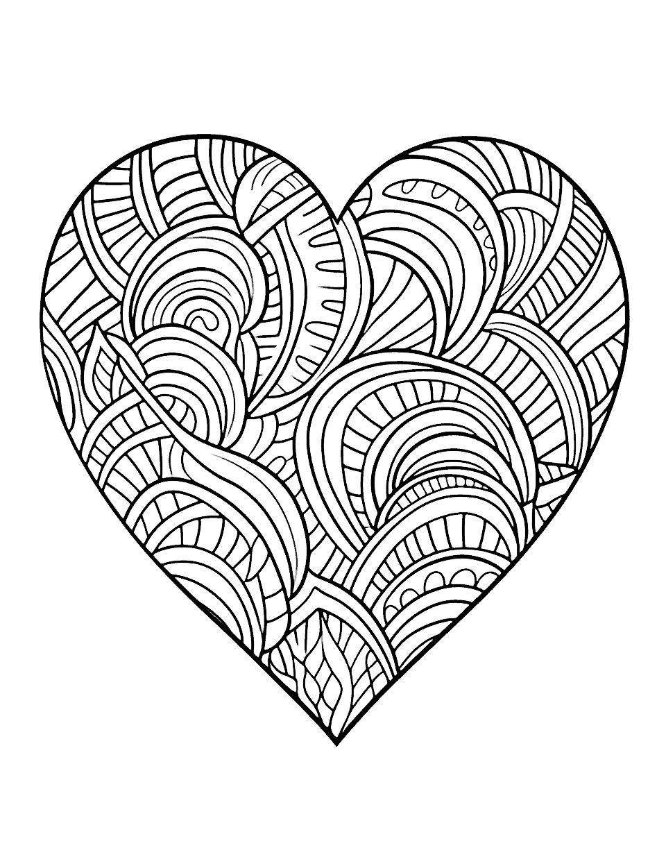 Zentangle Heart Art Coloring Page - A heart-shaped zentangle pattern that kids can color in a variety of hues.