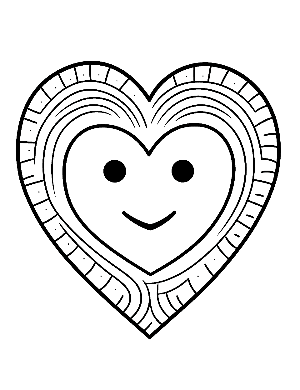 Happy Heart Coloring Page - A smiling heart signifying positivity and joy.