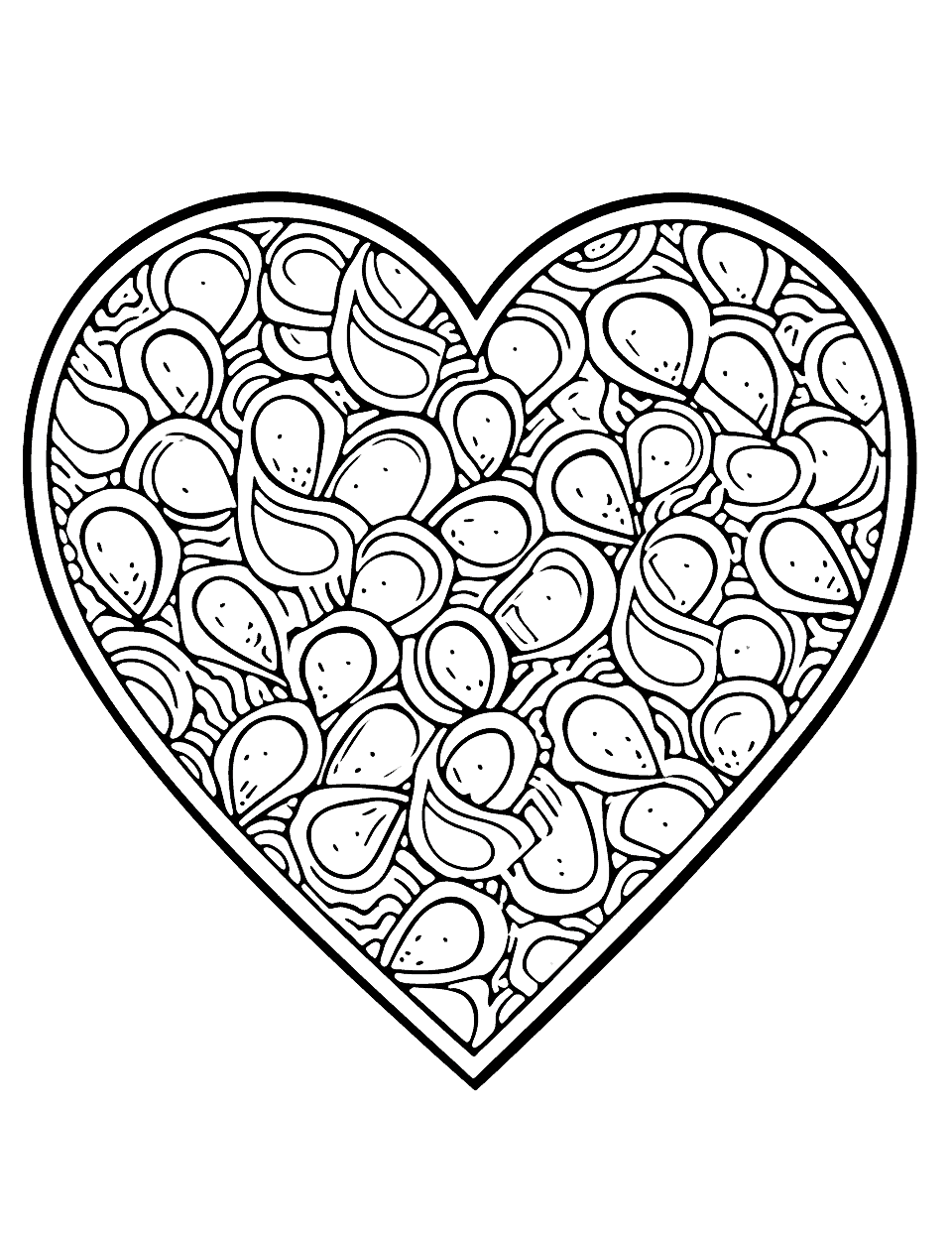 Heart Pizza Coloring Page - A heart-shaped pizza with various toppings to color.