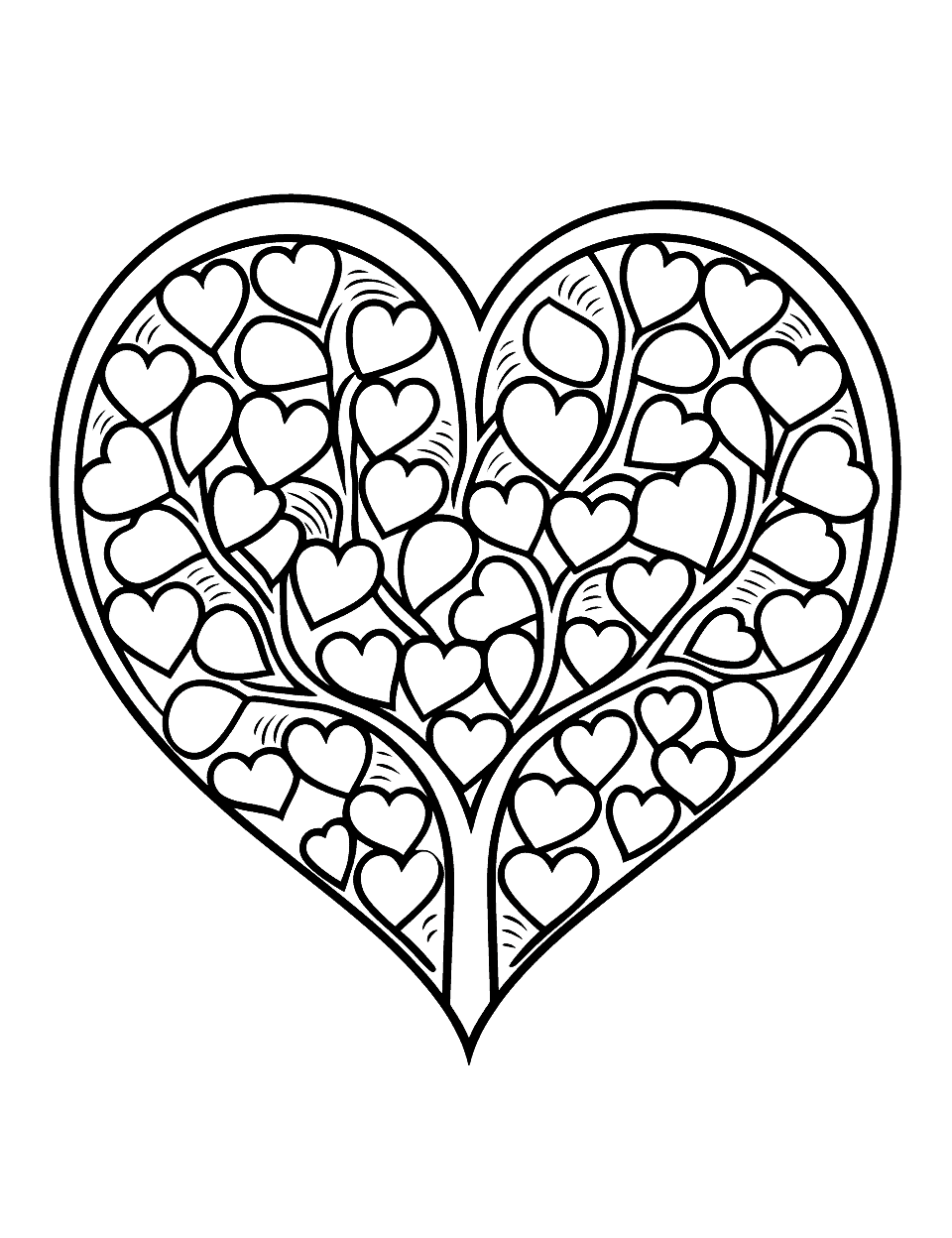 Heart Tree Coloring Page - A tree with heart-shaped leaves.