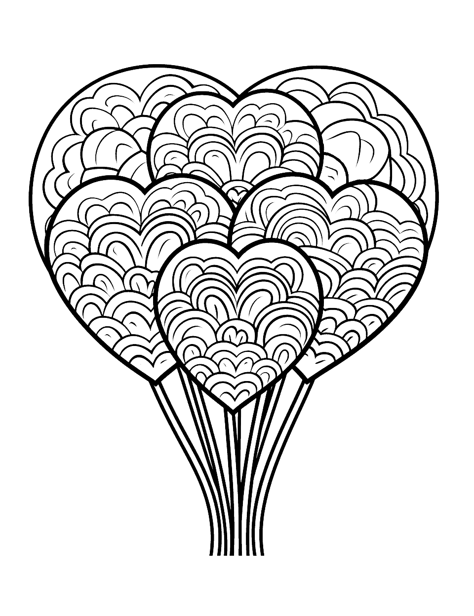 Heart Lollipops Coloring Page - Yummy heart-shaped lollipops.