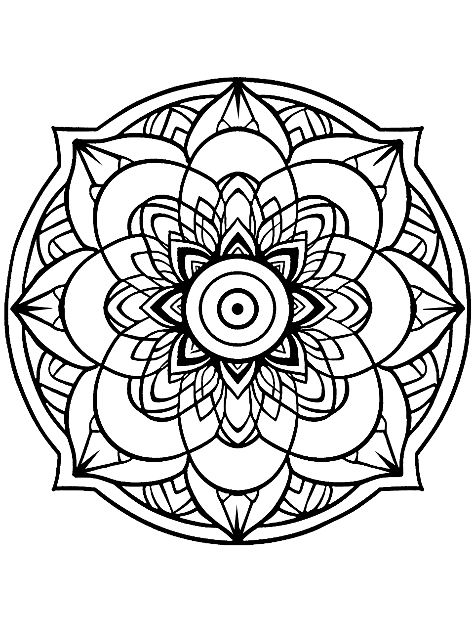 Heartfelt Mandala Coloring Page - A mandala designed with hearts, making it both easy and fun to color for kids, teaching them about love and compassion.