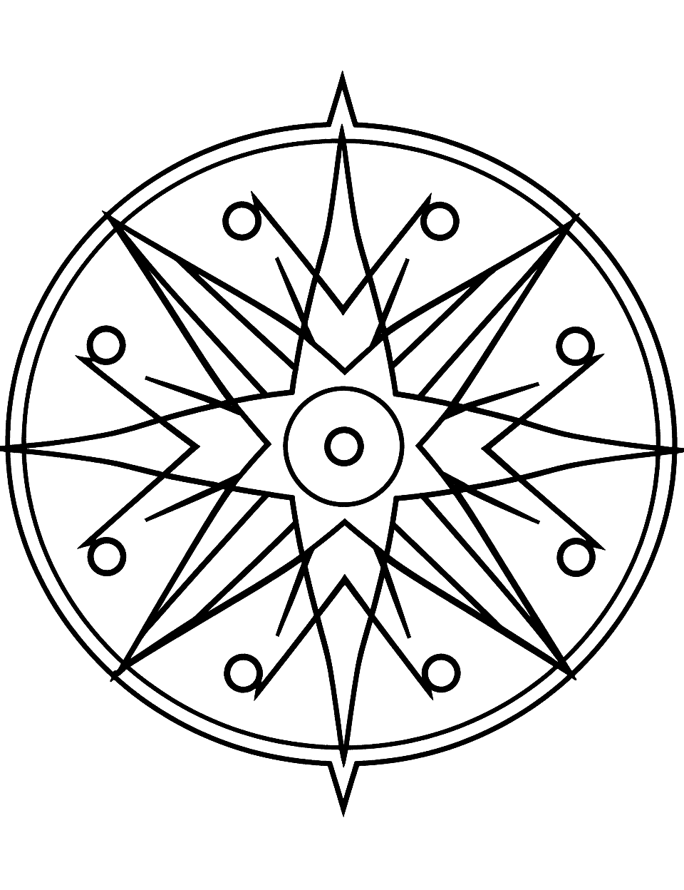 Sparkling Star Mandala Coloring Page - A mandala with different star patterns, allowing kids to experiment with colors and sparkly decorations.