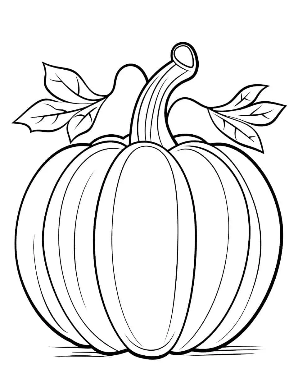 Easy Pumpkin Coloring Page - A coloring page featuring a large and easy-to-color pumpkin.