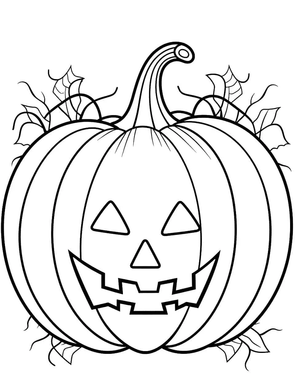 Creepy Pumpkin Coloring Page - A pumpkin with a menacing grin, ideal for a spooky Halloween theme.
