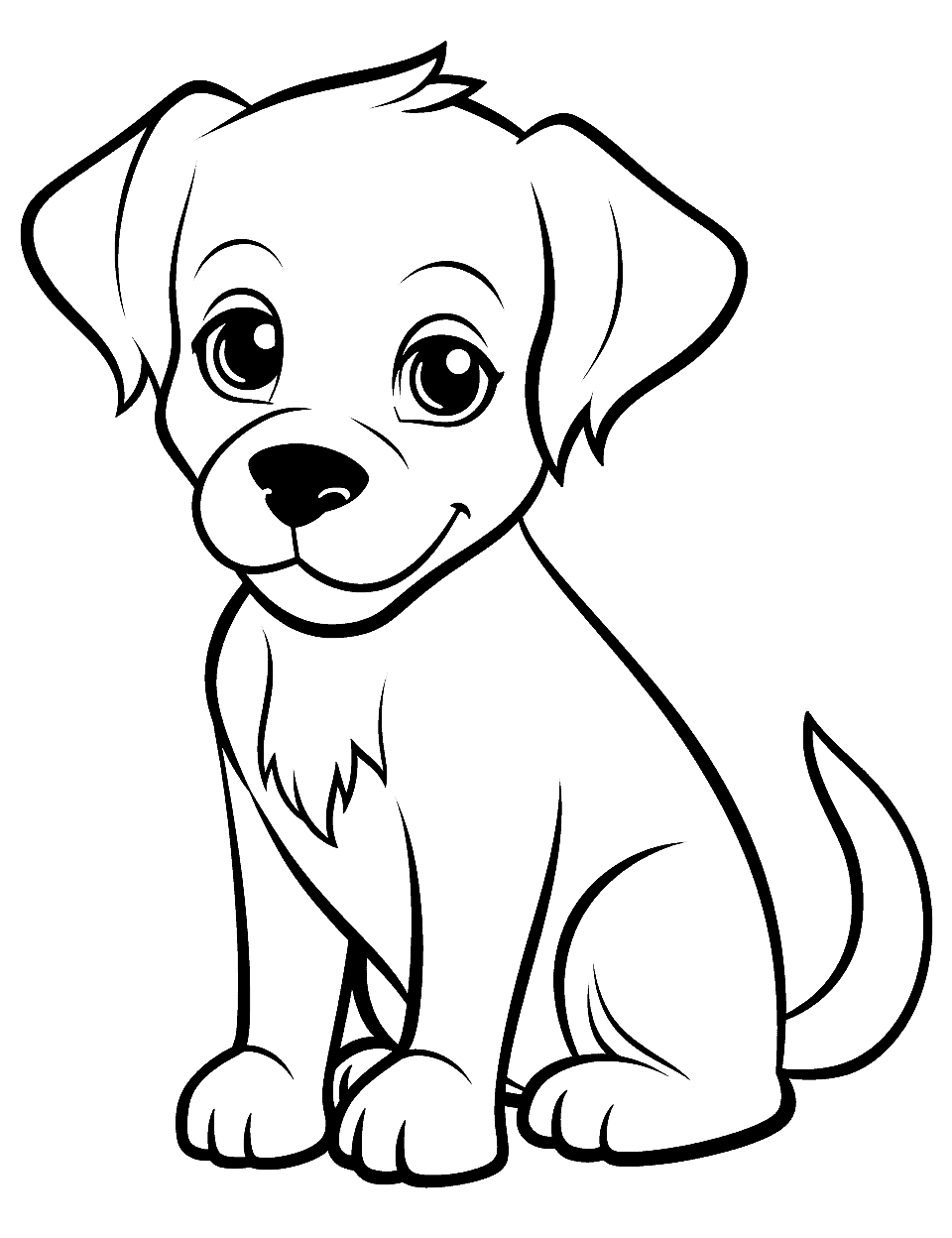 Easy Dog Drawing for Kids Coloring Page