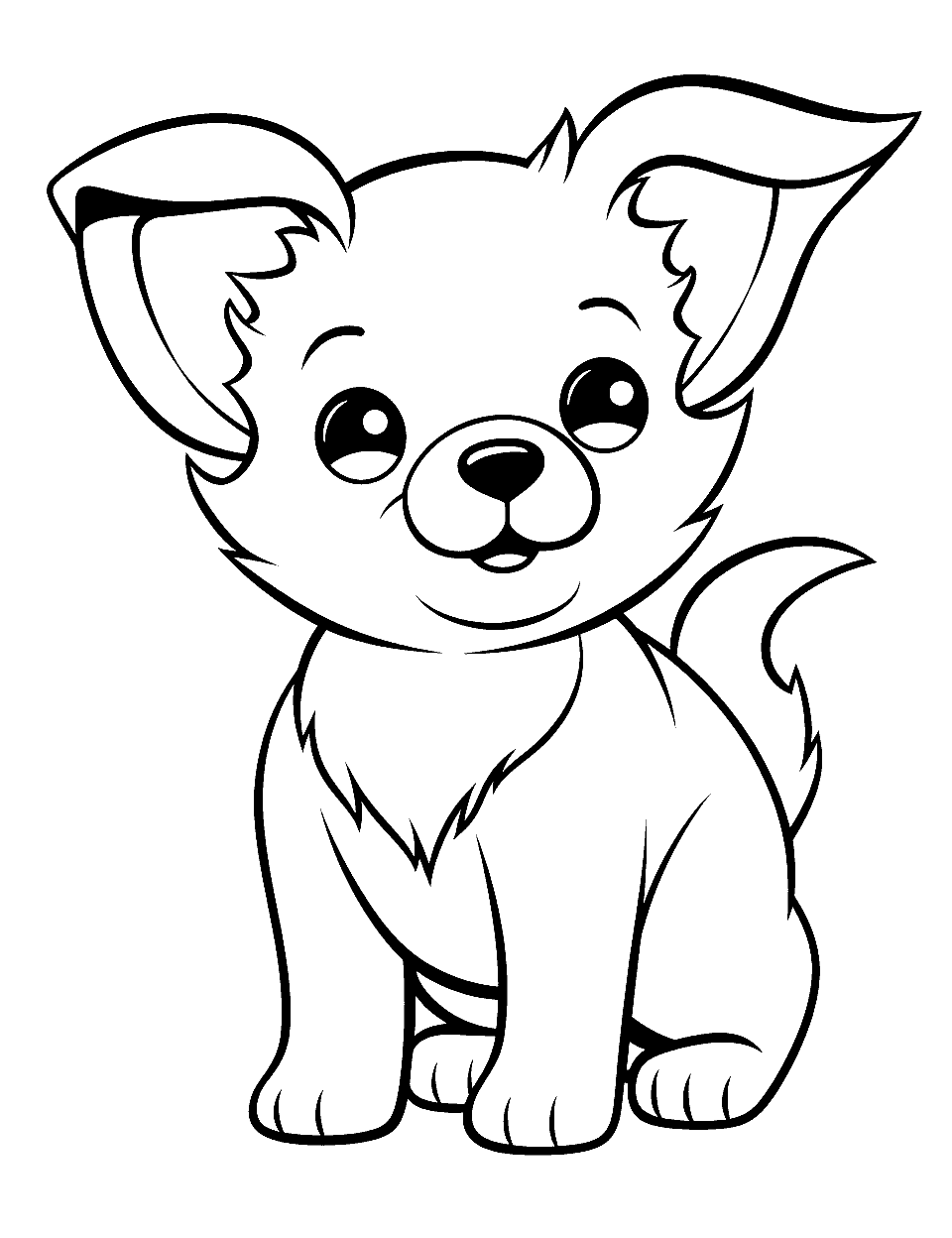 Easy and Adorable Simple Corgi Outline Puppy Coloring Page - A simple, easy-to-color outline of a Corgi puppy.