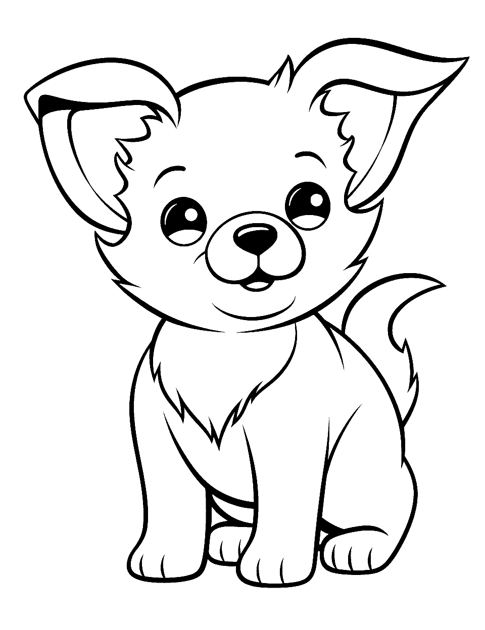 Easy and Adorable Simple Corgi Outline Coloring Page - A simple, easy-to-color outline of a Corgi puppy.