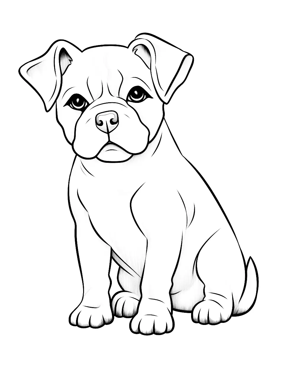 In the Spotlight Show Dog Bulldog Puppy Coloring Page - A Bulldog puppy in a show pose, perfect for a detailed coloring session.