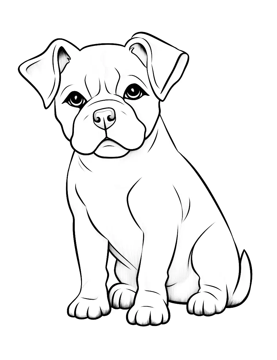 In the Spotlight Show Dog Bulldog Coloring Page - A Bulldog puppy in a show pose, perfect for a detailed coloring session.