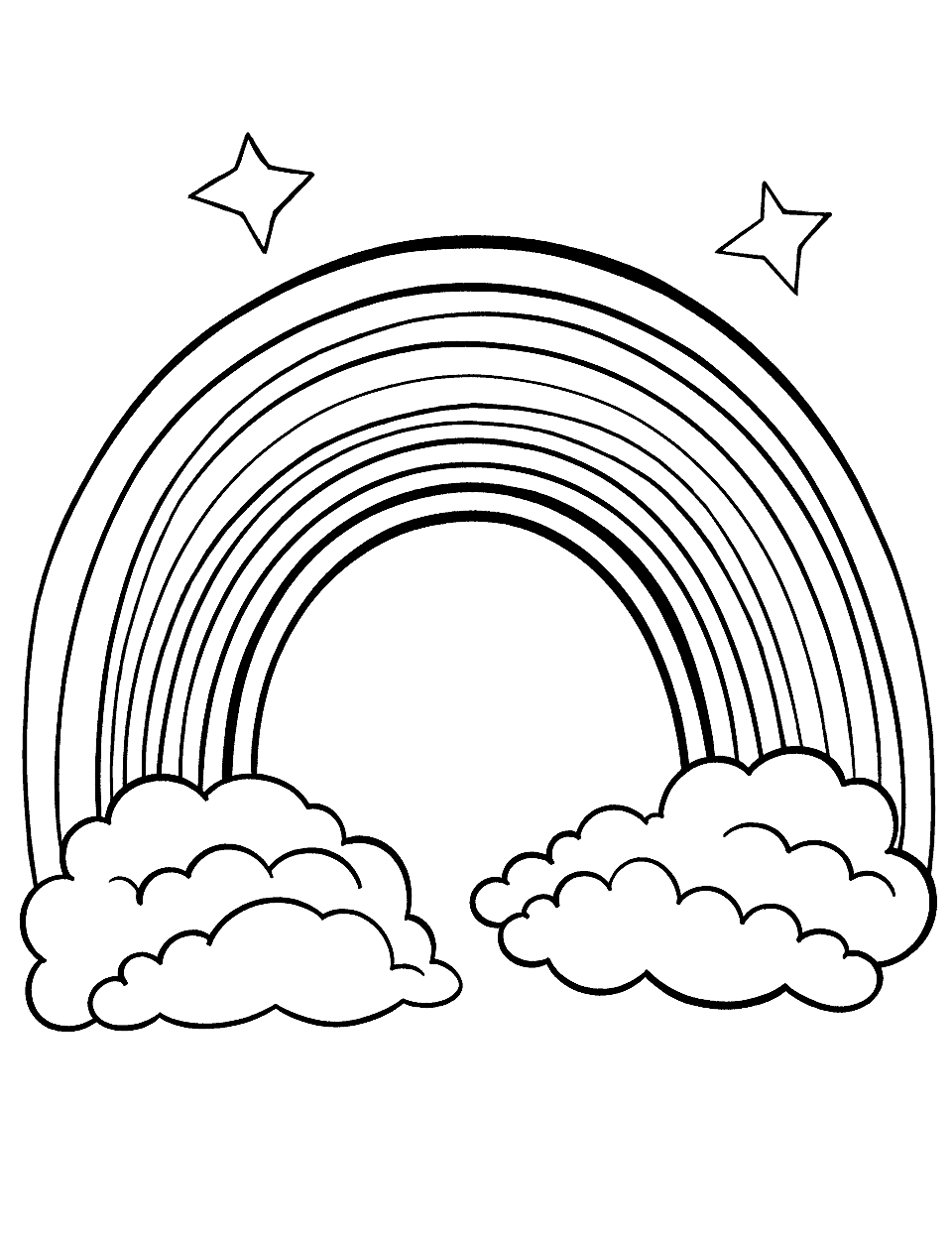 Realistic Rainbow Coloring Page - A more detailed and realistic rainbow is great for teaching kids about light and color.