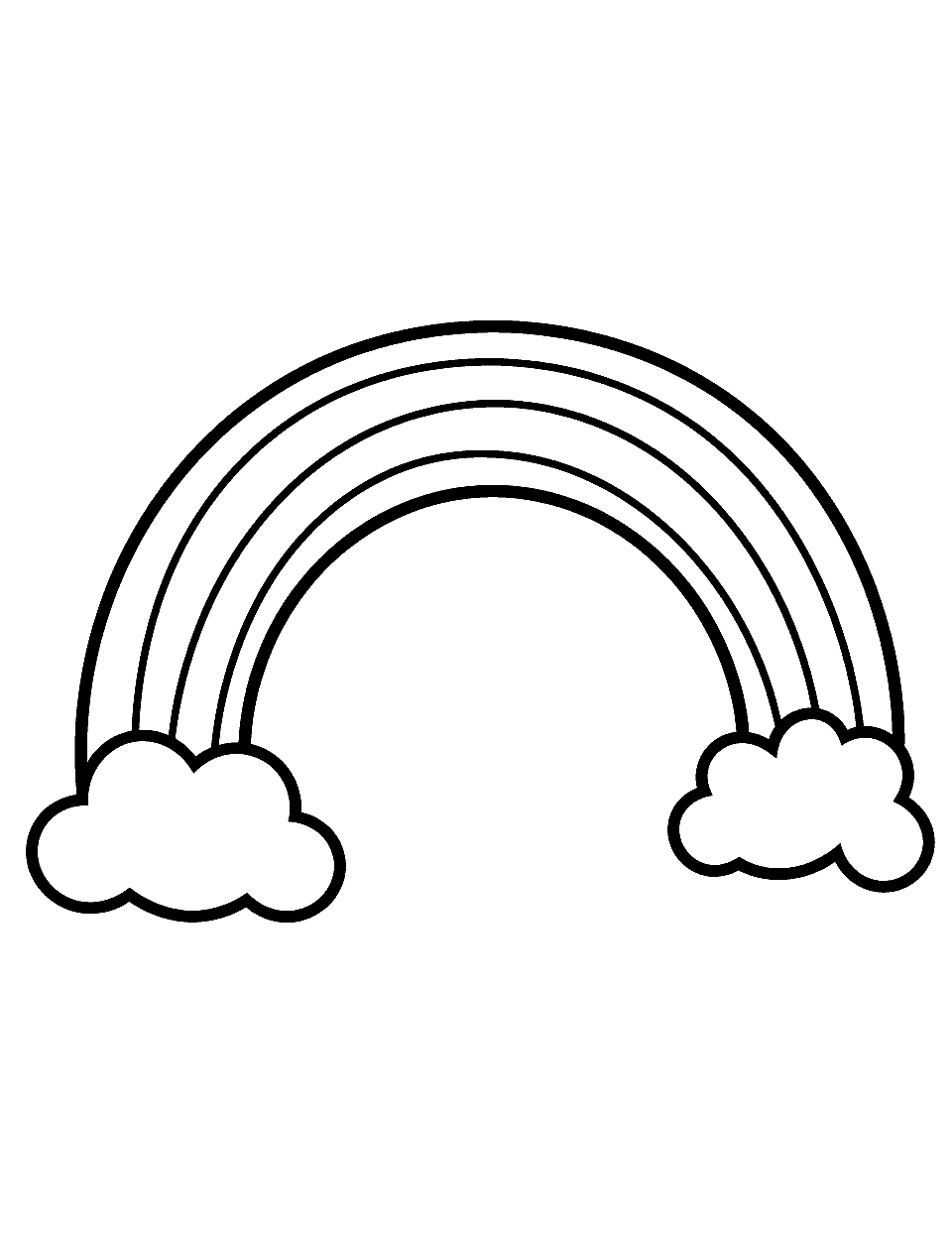 Rainbow for Toddlers Coloring Page - A simple, broad-stroked rainbow for toddler hands to color.