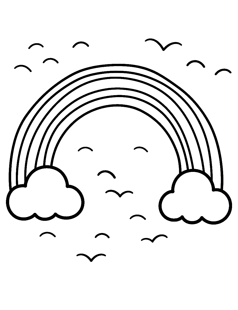 Simple Rainbow Coloring Page - A basic and easy-to-color rainbow, ideal for very young kids.