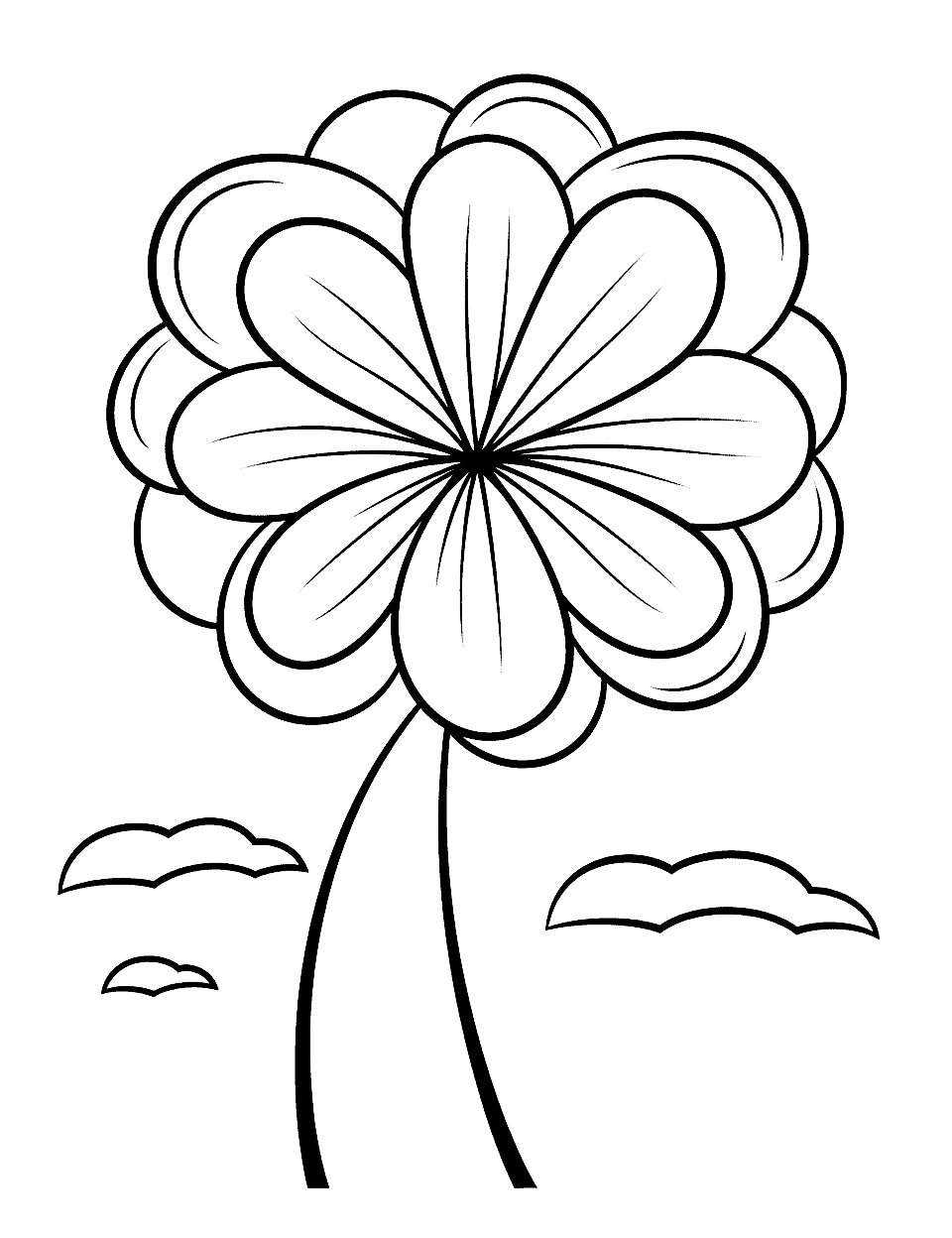 Simple Rainbow Flower Coloring Page - A simple, easy-to-color flower with rainbow petals.