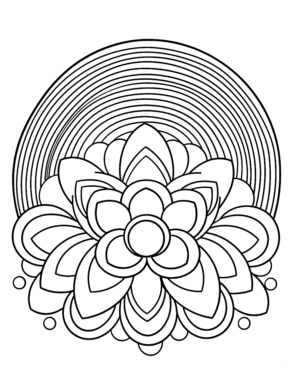 Rainbow Mandala Coloring Page - A detailed mandala design incorporating rainbow colors for older kids.