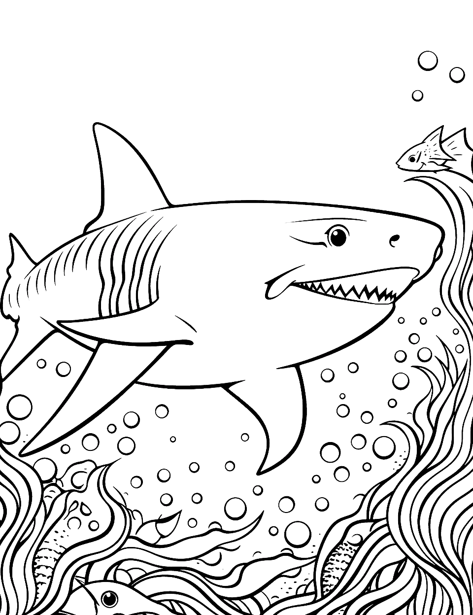 Reef Shark Camouflage Coloring Page - A reef shark is camouflaging with the ocean floor.