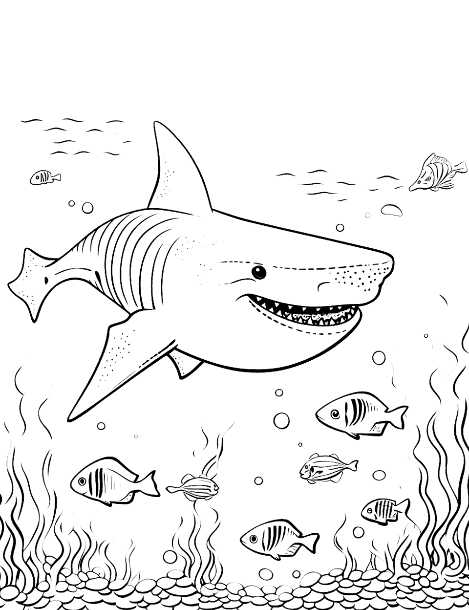 Whale Shark Migration Coloring Page - A scene depicting a whale shark migration.