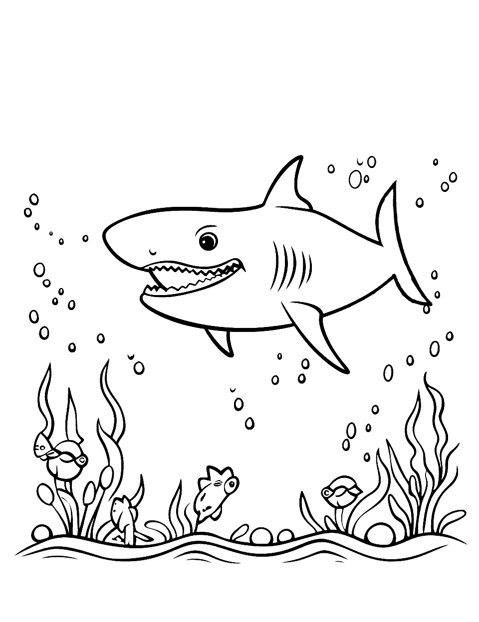 Shark's Day Off Coloring Page - A day in the life of a shark when it’s not hunting.