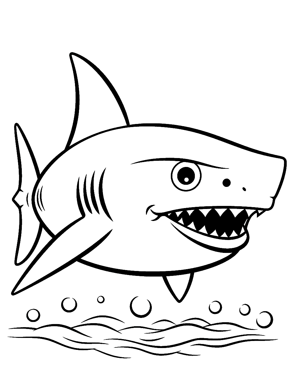 Easy Shark Outline Coloring Page - An easy-to-color shark outline, perfect for beginners.
