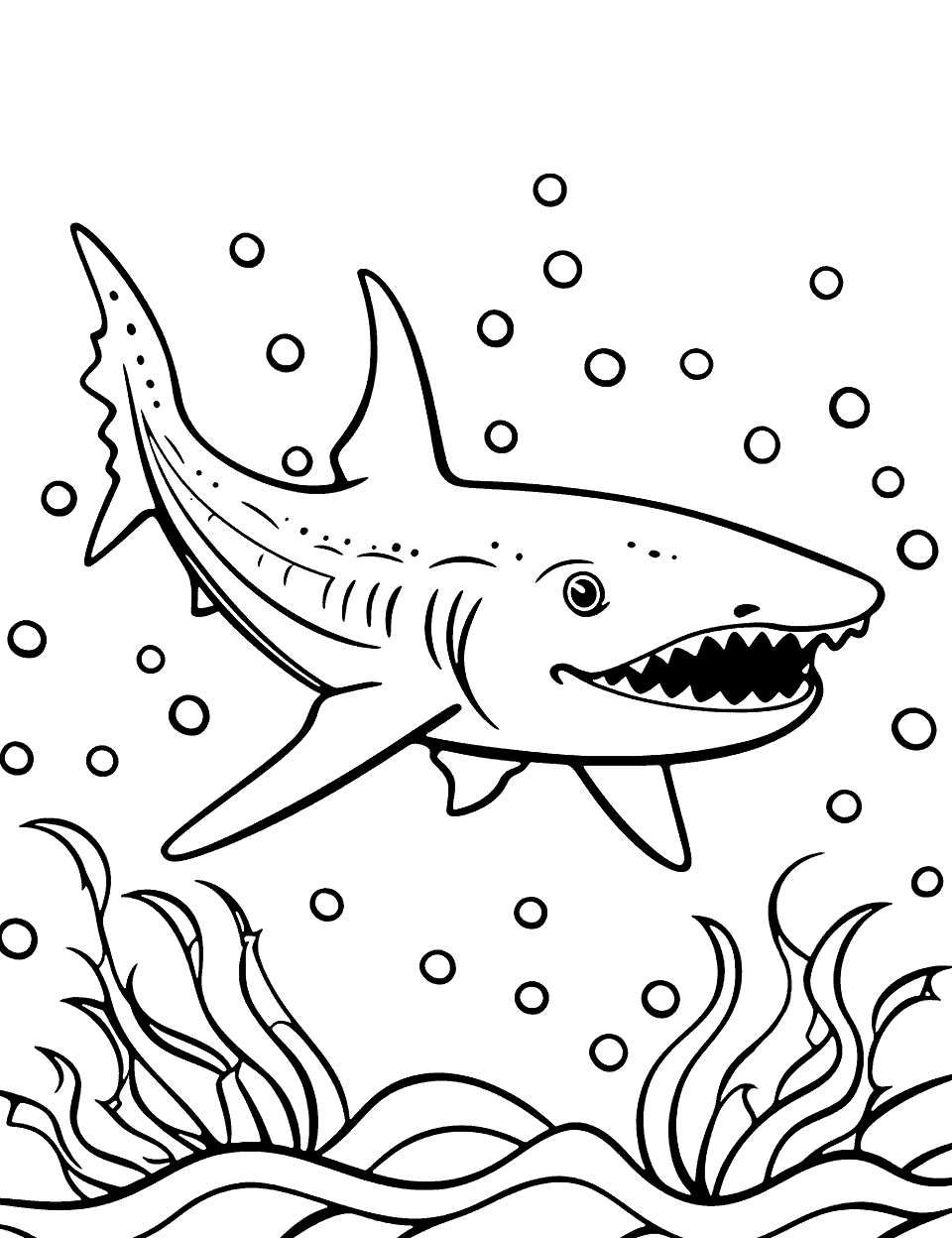 Leopard Shark in its Habitat Coloring Page - A leopard shark swimming near the ocean floor.