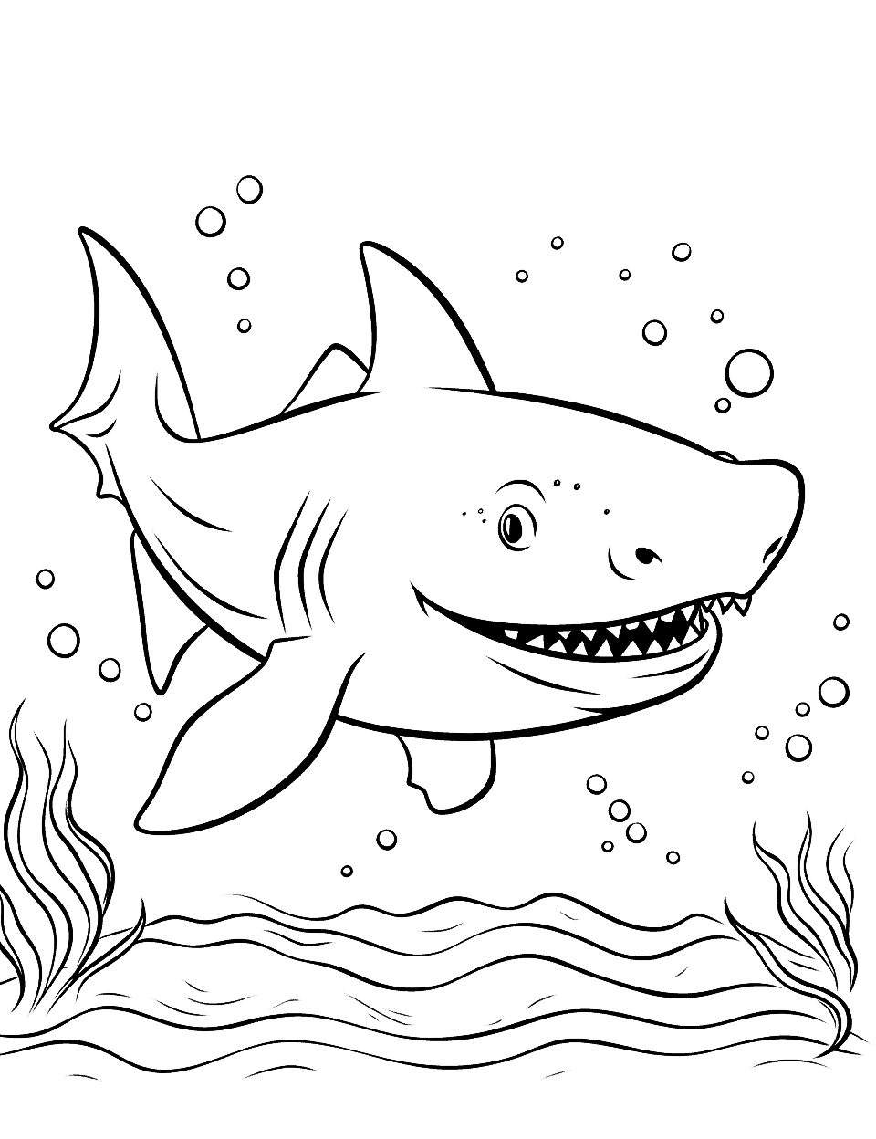 Angel Shark Resting Coloring Page - A peaceful angel shark resting on the ocean floor.