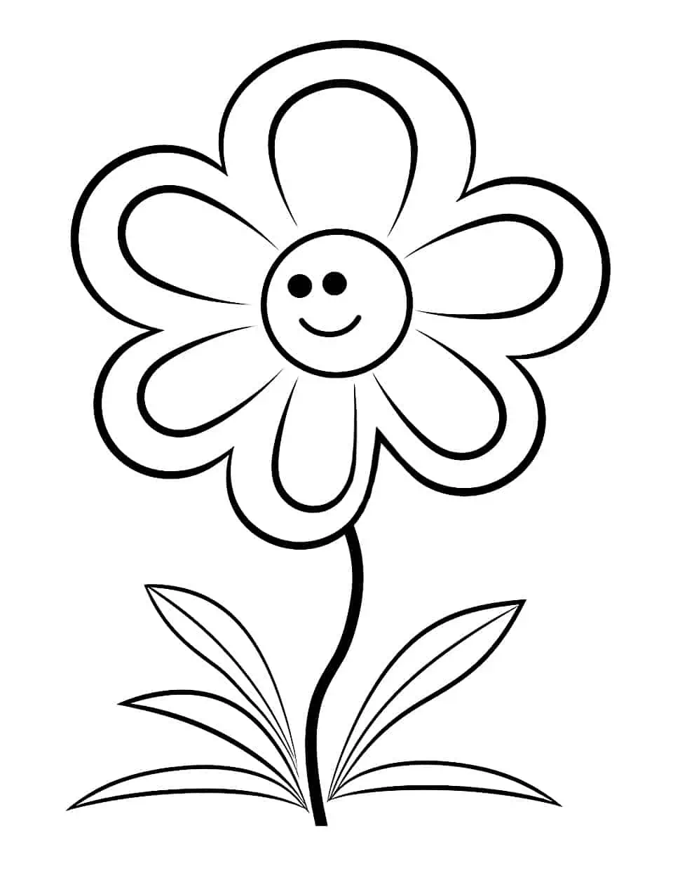 Easy Spring Flower for Toddlers Coloring Page - A coloring page featuring a large, easy-to-color flower, perfect for toddlers.