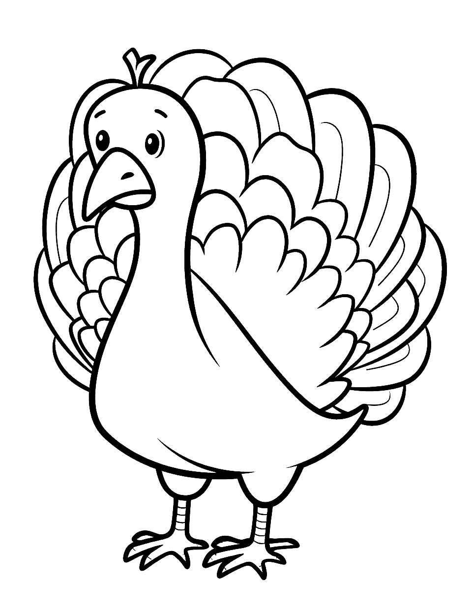 Confused Turkey Coloring Page - A turkey with a confused look on its face.