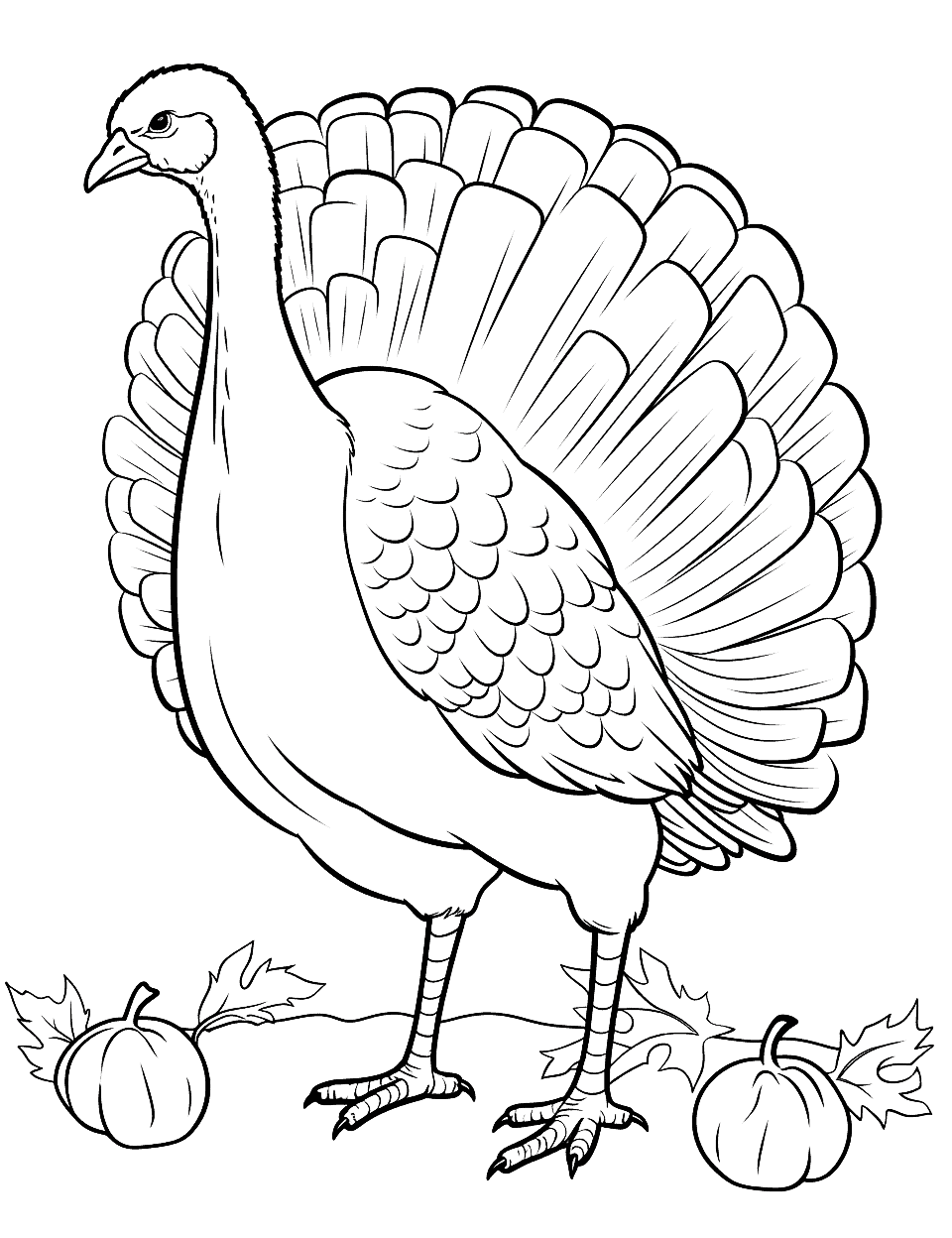 Wild Turkey Coloring Page - A wild turkey, ideal for teaching kids about fall.