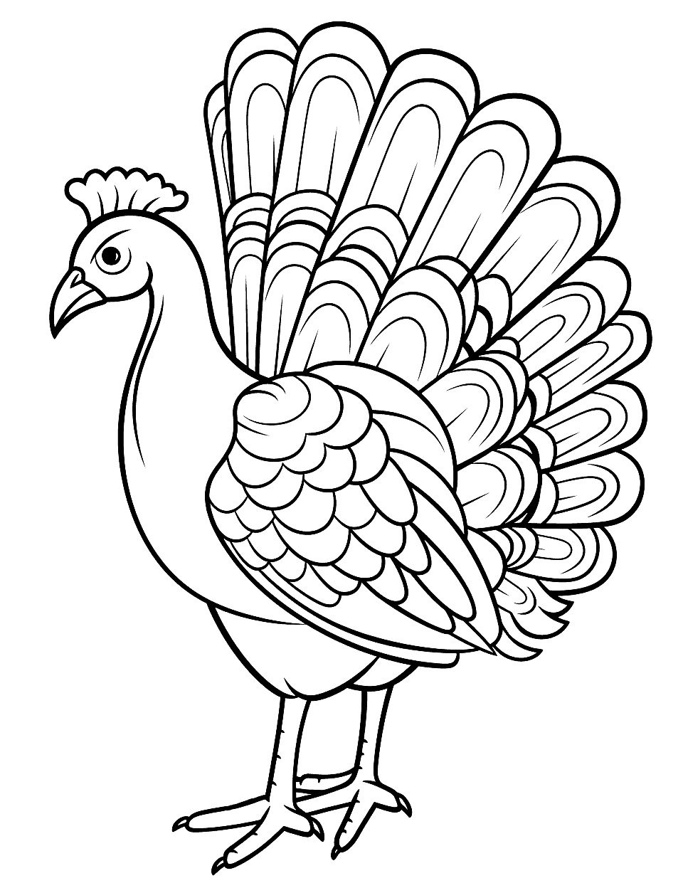 Angry Turkey Coloring Page - An intermediate turkey outline with an angry expression on its face.