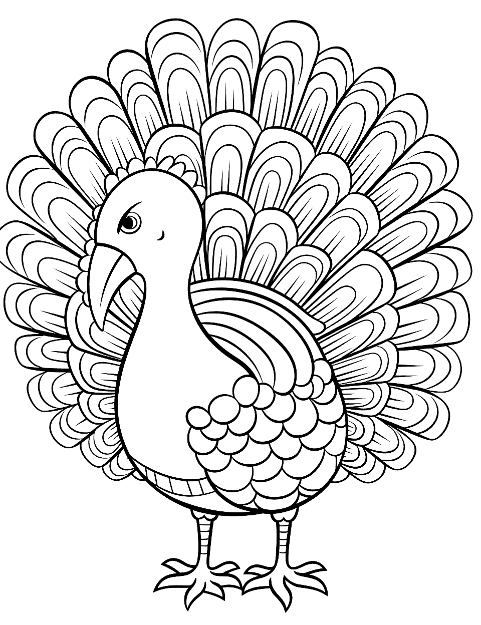 Turkey Mandala Coloring Page - A turkey outline filled with intricate mandala designs, suitable for advanced coloring.