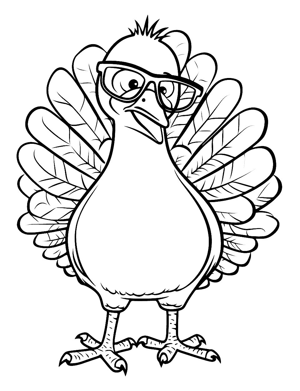 Cool Turkey Wearing Sunglasses Coloring Page - A turkey wearing sunglasses making for a cool coloring image for kids.