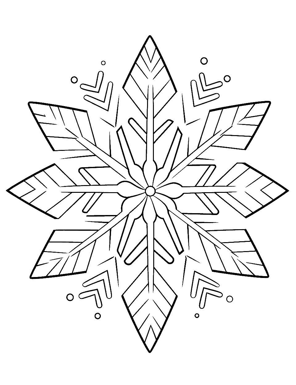 Intricate Snowflake Design Winter Coloring Page - A detailed zentangle snowflake design for older kids who love a coloring challenge.
