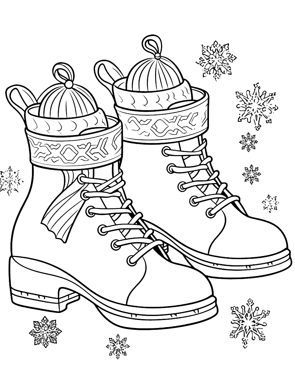 Ice Boots Coloring Page - Detailed design on a pair of magical ice skates.